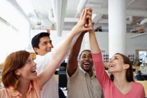 Coworkers Giving High-Five